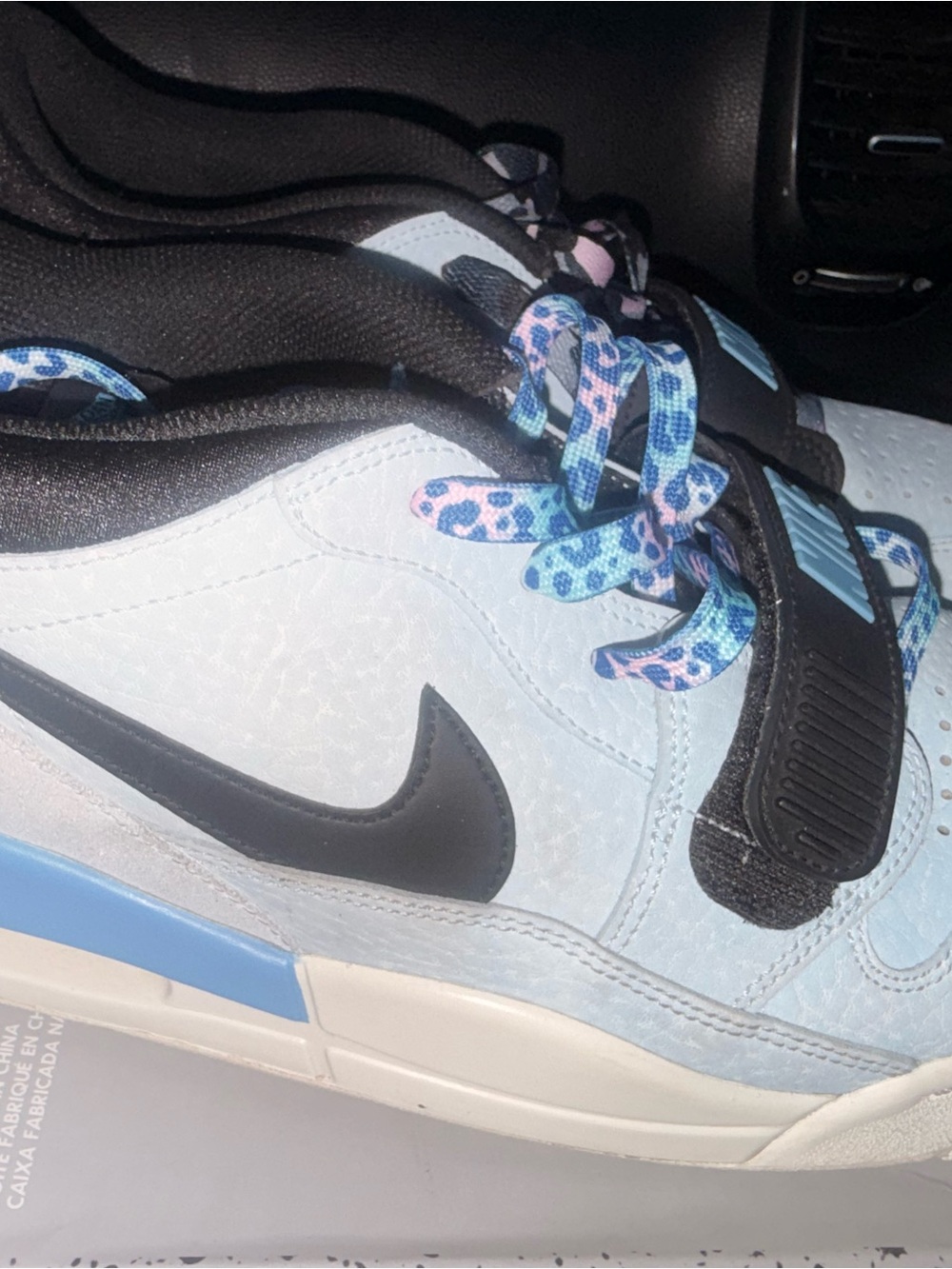 Jordan Light Blue and Black Low-Top Sneakers with Patterned Laces 312 size 12